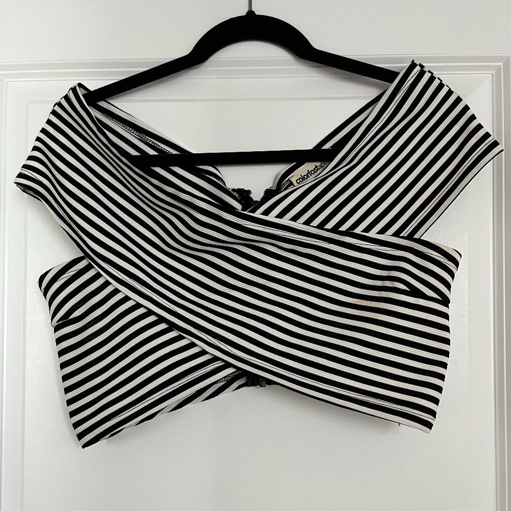 Striped Off The Shoulder Top M